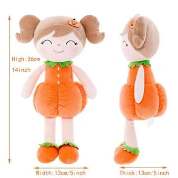Gloveleya Dolls Halloween Pumpkin Baby Girl Gifts Plush Pumpkin Doll Soft Toys Orange 18 inches