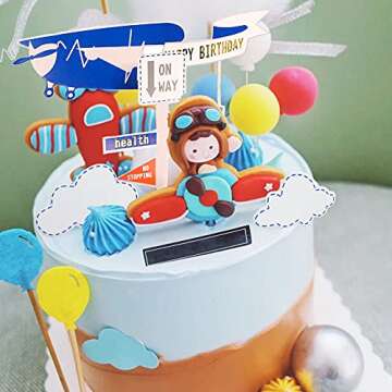 JeVenis Time Flies Airplane Cake Decoration for Birthdays & Parties