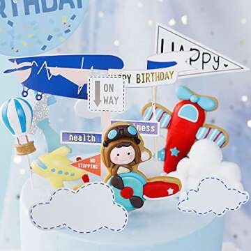 JeVenis Time Flies Cake Decoration Airplane Themed Toppers