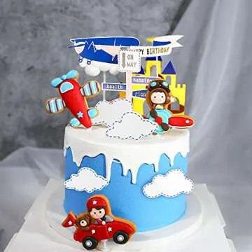 JeVenis Time Flies Cake Decoration Airplane Themed Toppers