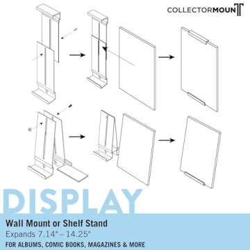 CollectorMount Album Mount - Adjustable Frame Brackets for Vinyl Records