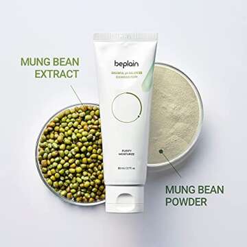 beplain Mung Bean pH-Balanced Cleansing Foam 2.7 fl. oz. (80ml) | Scent-free Cleanser | Gentle & Moi...
