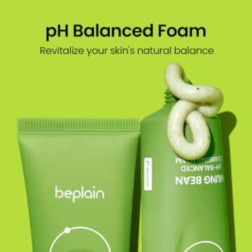 beplain Mung Bean pH-Balanced Cleansing Foam 2.7 fl. oz. (80ml) | Scent-free Cleanser | Gentle & Moisturizing Face Wash for All Skin Types | Makeup Remover | Korean Skin Care