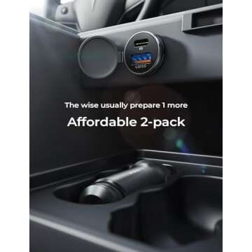 LISEN USB C Car Charger Duo for Quick Device Charging