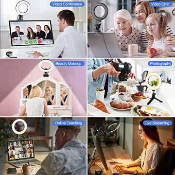 Eicaus 5'' Computer Ring Light for Video Conference Lighting, Laptop Ring Light with Clip and Tripod Stand, Selfie Light for Zoom Meetings,Live Streaming,Video Calls