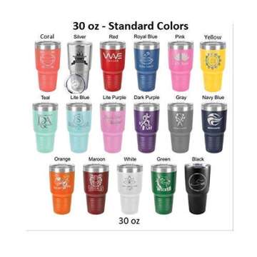 Groomsman 30 ounce Tumbler in Sets of 4 to 15 made of Stainless Steel Custom Engraved with a Clear Lid including Choices of Color, Design, Straw, Thank You Message and Spill Proof Slide Lid