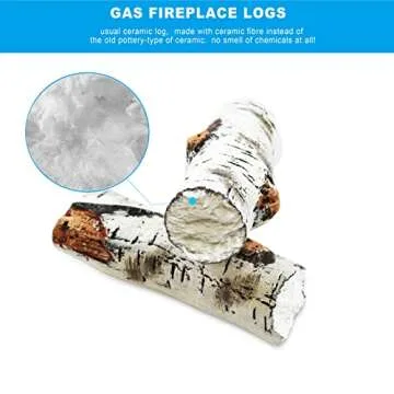 FORYEYC Small Gas Fireplace Logs, Ceramic White Birch Wood Gas Logs for Indoor Insert, Vented, Propane, Electric Gas Fireplace, Linear Fire Pits Ceramic Fiber Outdoor