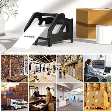 LOSRECAL Label Holder for Rolls and Fan-fold Labels, Plastic Black Thermal Label Holder for Shipping Label, Suitable for Home, Office &Transportation