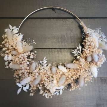 MagicDecor Small Wreaths for Indoor Farmhouse Decor. 13" Handmade Natural Hoop Wreath for Baby Room Nursery Decorations. Boho Wall Hanging Wreath for Housewarming, Wedding, & Thanksgiving