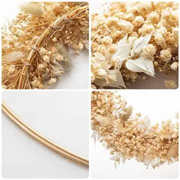 MagicDecor Small Wreaths for Indoor Farmhouse Decor. 13" Handmade Natural Hoop Wreath for Baby Room Nursery Decorations. Boho Wall Hanging Wreath for Housewarming, Wedding, & Thanksgiving