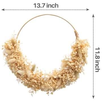 MagicDecor Small Wreaths for Indoor Farmhouse Decor. 13" Handmade Natural Hoop Wreath for Baby Room Nursery Decorations. Boho Wall Hanging Wreath for Housewarming, Wedding, & Thanksgiving