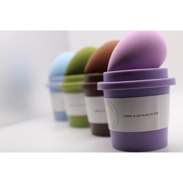 4 Piece Coffee Cup Make Up Sponges, Multi Colored, Beauty Blending Sponge For Airbrush Application