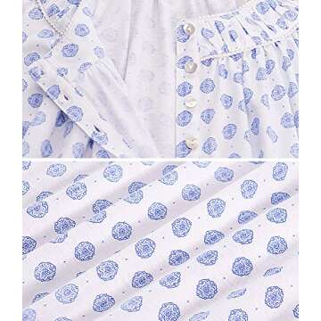 IZZY + TOBY 100% Cotton Nightgowns for Women Soft Ladies Gowns Sleepwear Long Sleeveless Nightgown Print Blue S