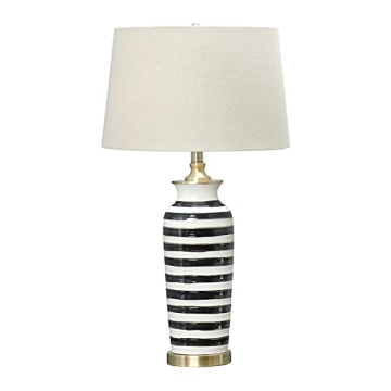 Stylish Creative Co-Op Striped Table Lamp with Gold Accents