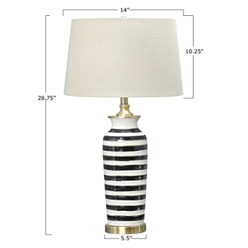 Stylish Creative Co-Op Striped Table Lamp with Gold Accents