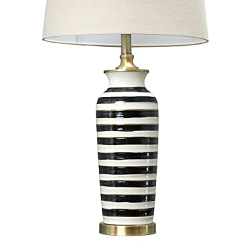 Stylish Creative Co-Op Striped Table Lamp with Gold Accents