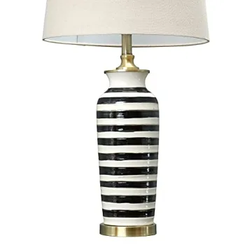 Stylish Creative Co-Op Striped Table Lamp with Gold Accents