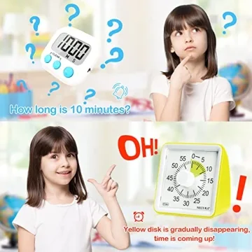 Secura 60-Minute Visual Timer, Classroom Timer, Countdown Timer for Kids and Adults, Time Management Tool for Teaching (Yellow & Yellow)