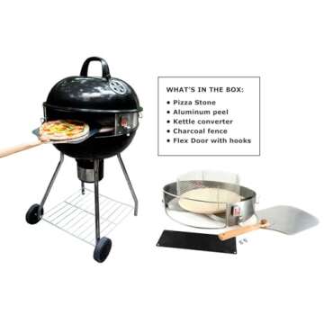 Pizzacraft PC7001 PizzaQue Deluxe Outdoor Pizza Oven Kettle Grill Conversion Kit, Silver, 18''/22.5''