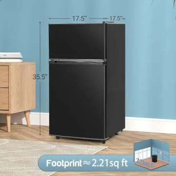 Double Door Mini Fridge with Freezer and 7 Settings