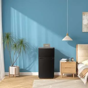 Double Door Mini Fridge with Freezer and 7 Settings