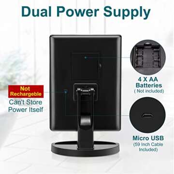 COSMIRROR Lighted Makeup Vanity Mirror with 10X Magnifying Mirror, 21 LED Lighted Mirror with Touch Sensor Dimming, 180°Adjustable Rotation, Dual Power Supply, Portable Cosmetic Mirror (Black)