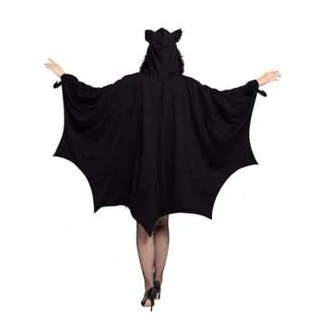 Spooktacular Black Bat Costume for Women, Adult Hoodie
