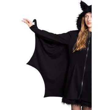 Spooktacular Black Bat Costume for Women, Adult Hoodie