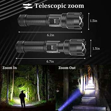 Northlet Rechargeable Flashlights 10000 High Lumens, Mini Handheld Flashlights with 3000mAh Battery, 5 Modes, Zoomable, IPX8 Waterproof, USB Tactical Flashlights for Emergencies, Camping, Dog Walking