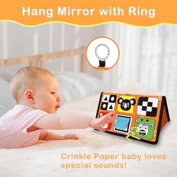 Epessa Baby Mirror Toys for Tummy Time, Newborn Infant Toys 0-6 6-12 Months, Baby Floor Mirror, Black and White High Contrast Baby Toys 0 3 6 9 Month Crawling Sensory Toy, Crib, Brain Development