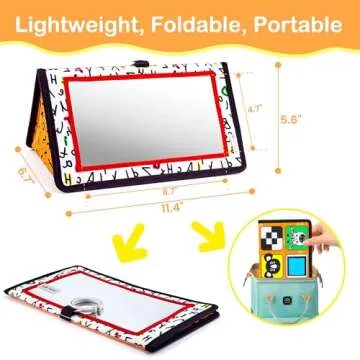 Epessa Baby Mirror Toys for Tummy Time, Newborn Infant Toys 0-6 6-12 Months, Baby Floor Mirror, Black and White High Contrast Baby Toys 0 3 6 9 Month Crawling Sensory Toy, Crib, Brain Development