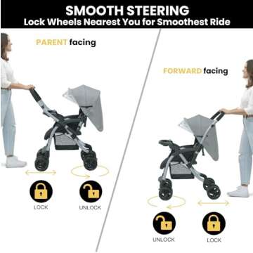 Jeep Unlimited Reversible Handle Stroller, Grey Tweed