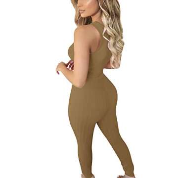 Cosygal Women's Crop Tank Top Long Cardigan Pencil Pants Tank Coat Three Piece Outfit Sets Brown Small