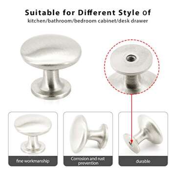 SUNRIVER 36 Pack Kitchen Cabinet Handles 26 Pack Cabinet Pulls Brushed Satin Nickel 10 Pack Cabinet Door Knobs 3-3/4" Hole Center Stainless Steel Cabinet Hardware for Drawer