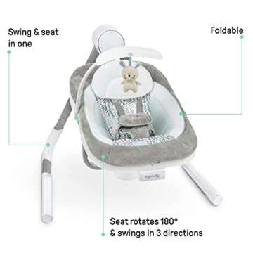 Ingenuity Anyway Sway 5-Speed Multi-Direction Portable Foldable Baby Swing & Infant Seat with Vibrat...