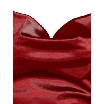 ZAFUL Women's Satin Sleeveless Spaghetti Strap Mini Dress Sexy Slip Cowl Neck Silky Cocktail Party Dresses(Red, M)