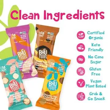 Bhu Foods Keto Bars, Organic Low Carb, Only 1g Sugar, Gluten Free & Vegan, Sweetened with Monk Fruit, Healthy Protein Snacks for Adults, 4 Flavors (Pack of 10)