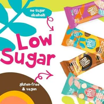 Bhu Foods Keto Bars, Organic Low Carb, Only 1g Sugar, Gluten Free & Vegan, Sweetened with Monk Fruit, Healthy Protein Snacks for Adults, 4 Flavors (Pack of 10)