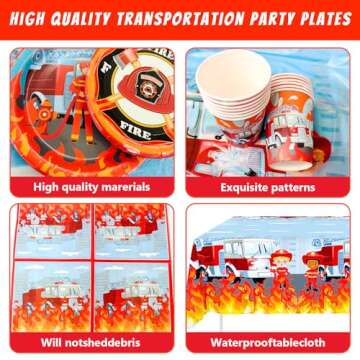 Fire Truck Birthday Party Supplies - 155pcs Set for Boys