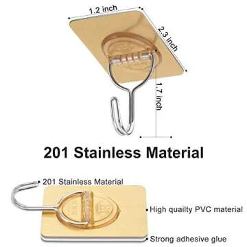 CGBE Adhesive Hooks Heavy Duty Sticky Hooks for Hanging 11 lbs (Max) Seamless Transparent Adhesive H...