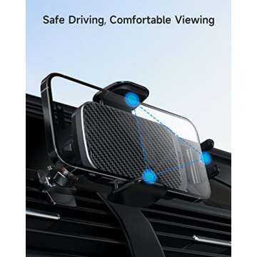 ZOOAUX Wireless Car Charger Vent Mount, 15W Fast Charging Auto-Clamping Car Mount, Air Vent Car Phone Holder for iPhone 15/15 Pro/14/13 Pro/XS/XR/X/8,Samsung S24/S23/22/S21/S10 (Grey)