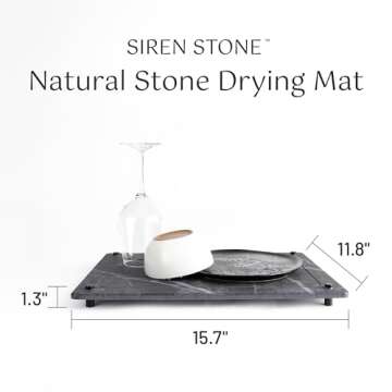 Siren Stone - Eco-Friendly Diatomaceous Earth Dish Drying Mat for Kitchen