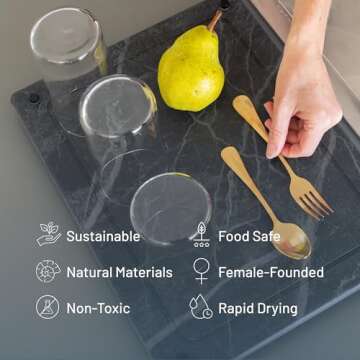 Siren Stone Natural Stone Dish Drying Mat for Kitchen
