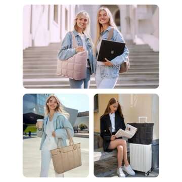 BAGSMART Expandable Tote Bag for Women, Zippered Puffer Design with Water-Resistant Quilted, Nurse a...