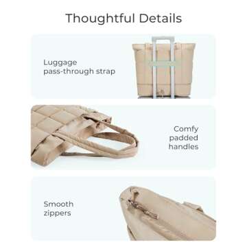 BAGSMART Expandable Tote Bag for Women, Zippered Puffer Design with Water-Resistant Quilted, Nurse and Carry-On Travel Bag, Pink