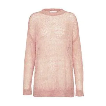 Vero Moda Women's Cecily Long Sleeve High Neck Open Knit Top, Misty Rose, Medium