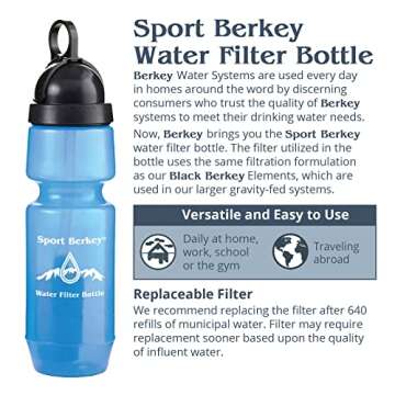 Go Berkey Water Filter Kit with 1 Qt. Berkey Gravity Fed Water Filter System, Berkey Sport Bottle and Black Berkey Primer