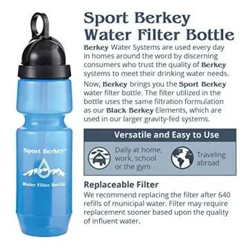 Go Berkey Water Filter Kit with 1 Qt. Berkey Gravity Fed Water Filter System, Berkey Sport Bottle and Black Berkey Primer