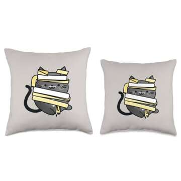 The Cozy Mystery Company Halloween Mummy Black Cat Throw Pillow, 18x18, Multicolor