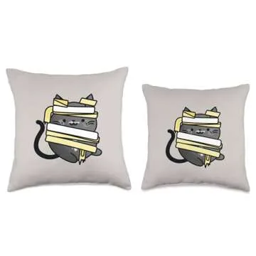 The Cozy Mystery Company Halloween Mummy Black Cat Throw Pillow, 18x18, Multicolor